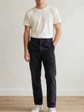 Relaxed Fit Black Corduroy Jeans for Men